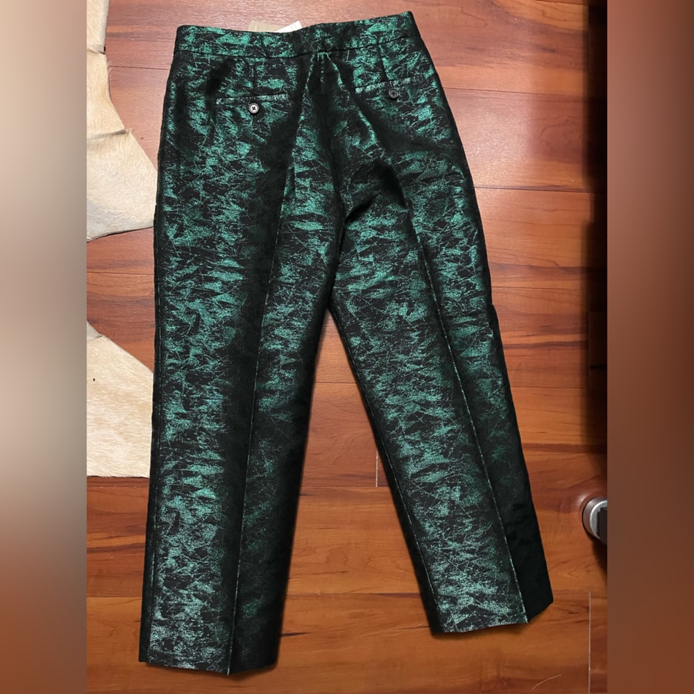 J. Crew Green Metallic Cropped Trousers - Picture 2 of 2